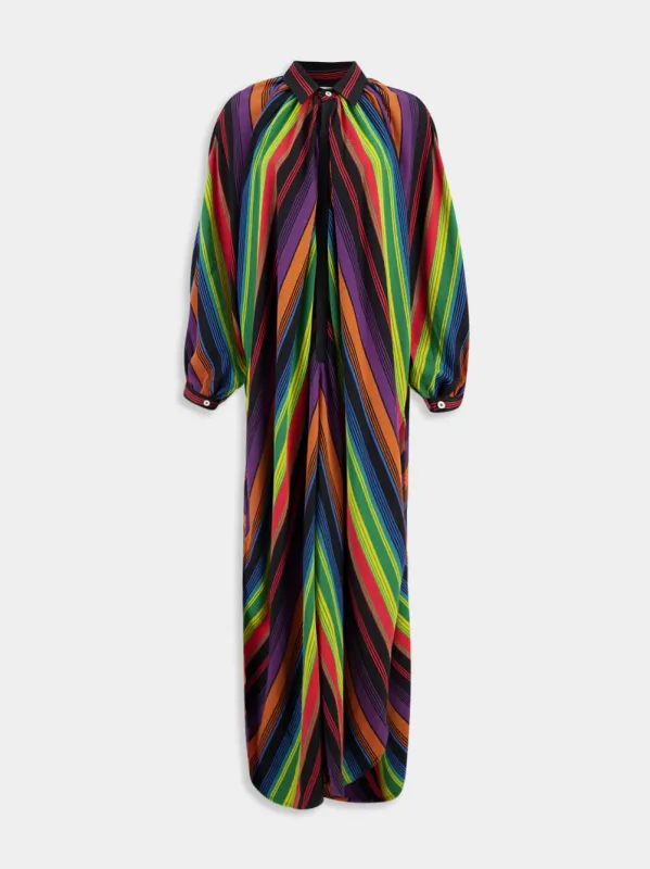 Stripe 44 Maxi Dress with Small Point Collar Touareg sold by Fashion Clinic