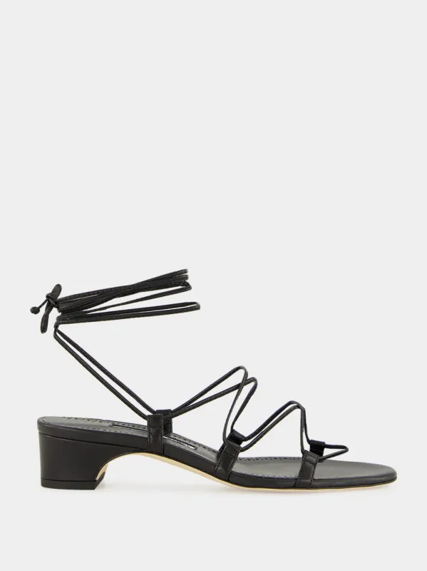 Black Dellasan Sandals in Nappa Leather sold by Fashion Clinic