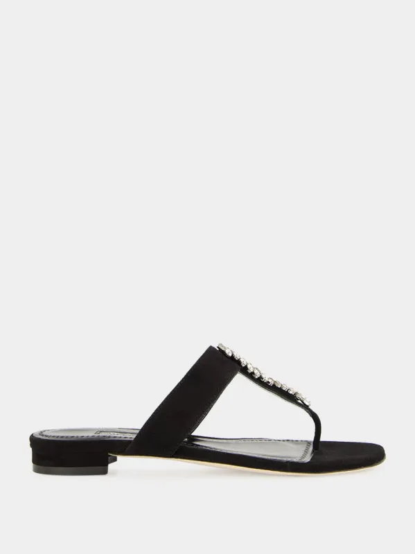 Bizaba Black Suede Flat Sandals sold by Fashion Clinic