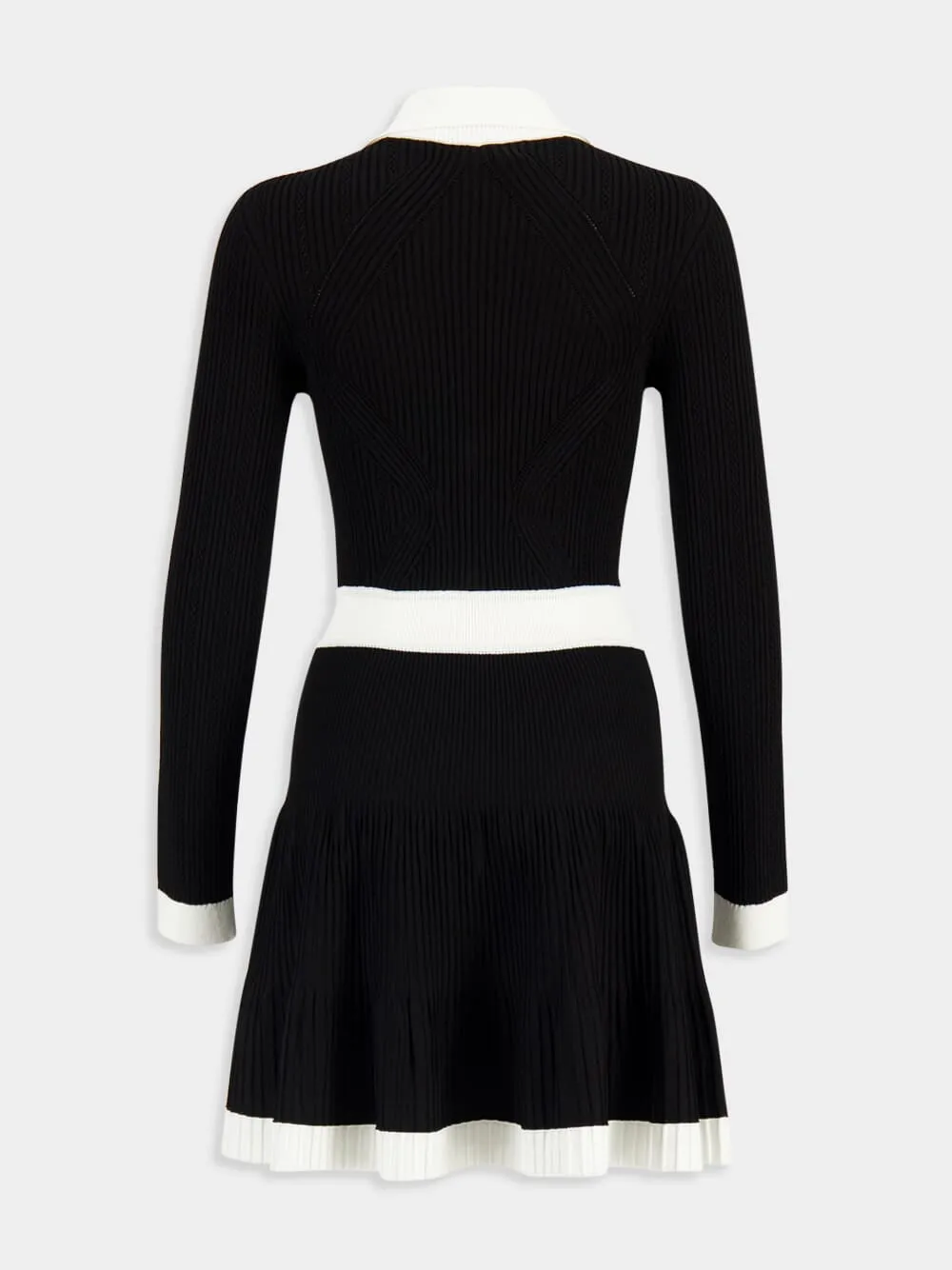 Black V-Neck Knit Viscose Mini Flare Dress sold by Fashion Clinic product image thumbnail 2
