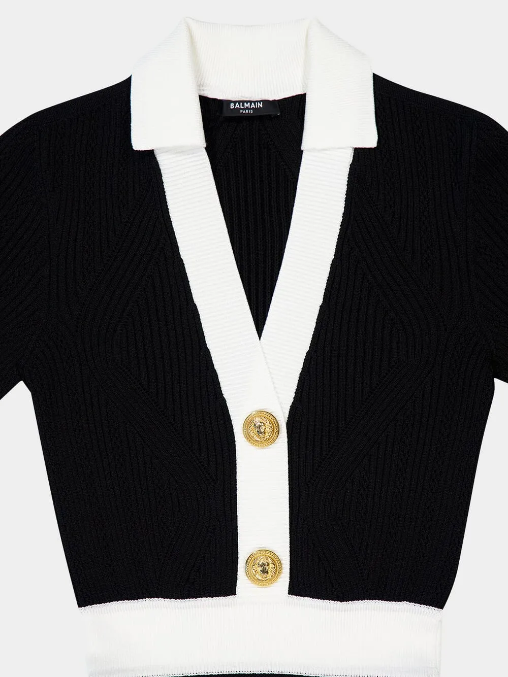 Black V-Neck Knit Viscose Mini Flare Dress sold by Fashion Clinic product image thumbnail 3