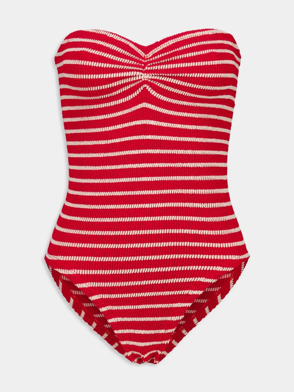 Brooke Strapless Swimsuit in Red and White Stripe sold by Fashion Clinic