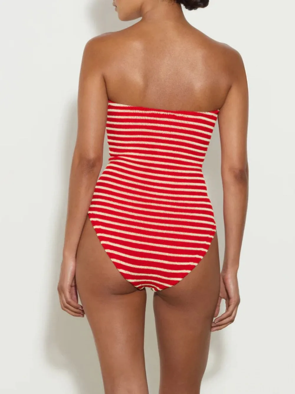 Brooke Strapless Swimsuit in Red and White Stripe sold by Fashion Clinic product image thumbnail 4