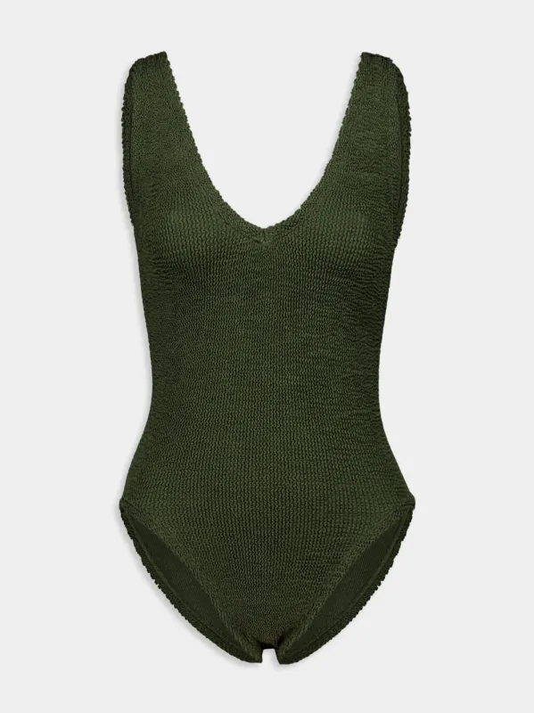 Sadie Swimsuit in Metallic Khaki sold by Fashion Clinic