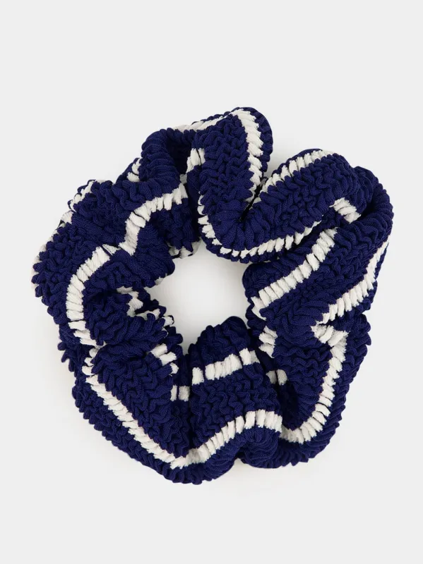 Scrunchie Crinkle in Navy and White Stripe made by Hunza G