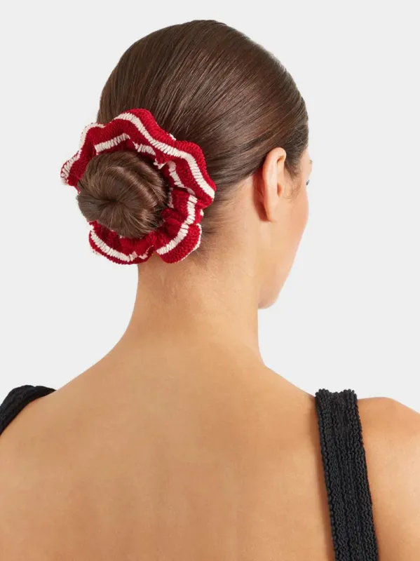 Scrunchie Crinkle in Red and White Stripe sold by Fashion Clinic
