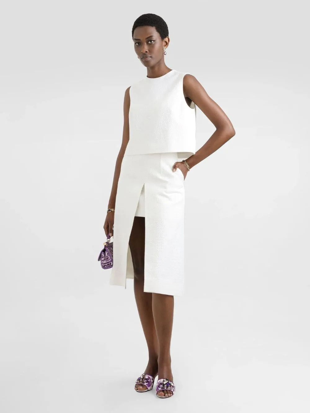 White Stretch Mat Top sold by Fashion Clinic