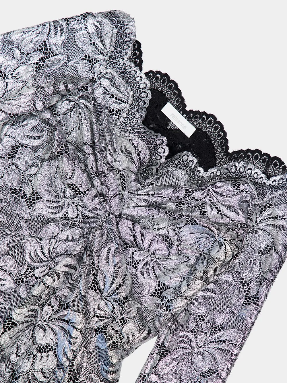 Silver Foil Lace Long Dress sold by Fashion Clinic product image thumbnail 5