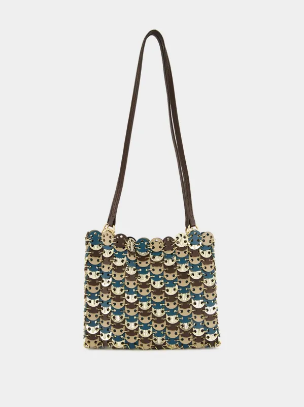 Mixed Disc Shoulder Bag in Light Gold, Blue, and Brown sold by Fashion Clinic