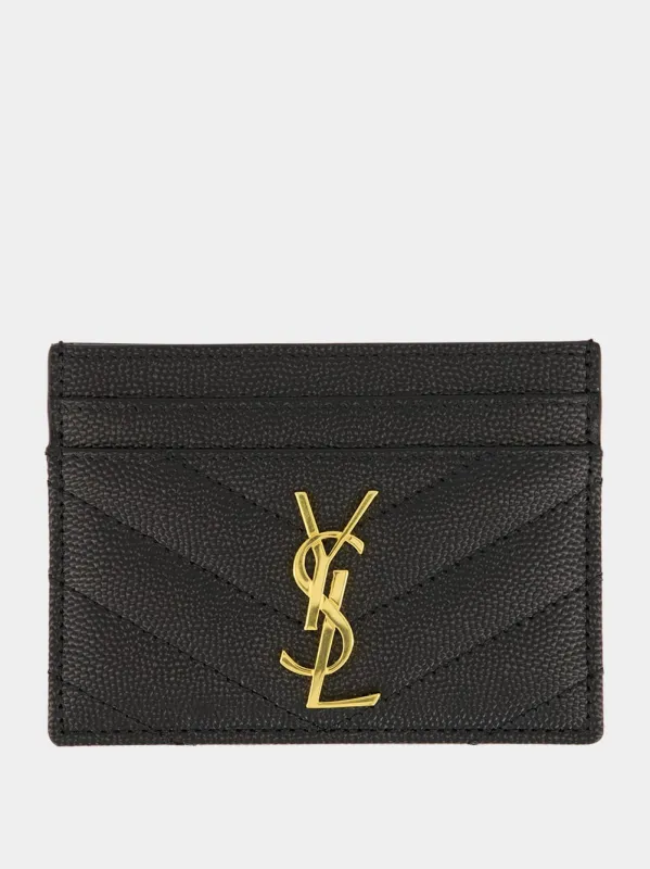 Cassandre Matelassé Card Case in Black Leather sold by Fashion Clinic