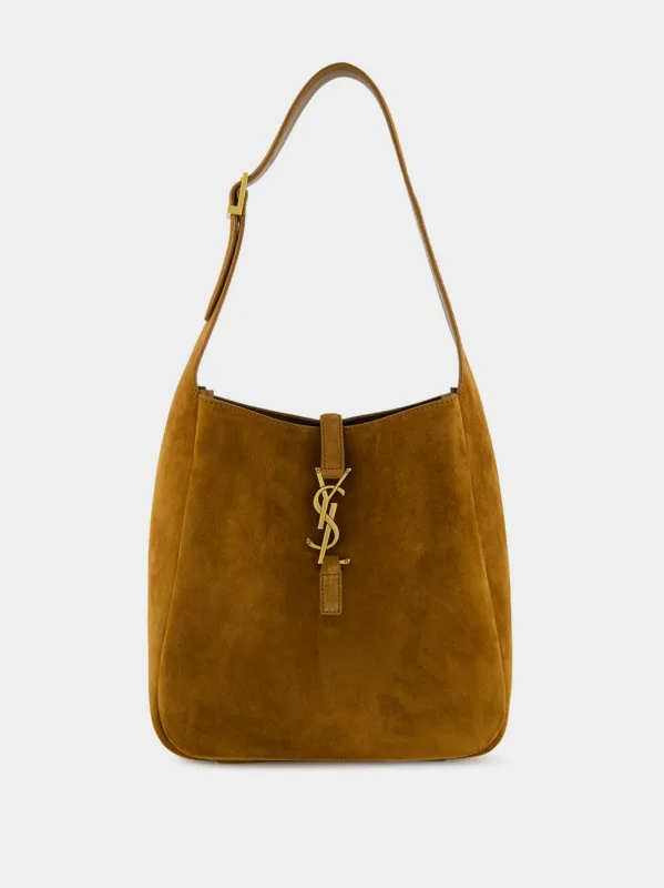 Le 5 à 7 Handbag in Orange Caramel Cognac Suede Satin Calf sold by Fashion Clinic