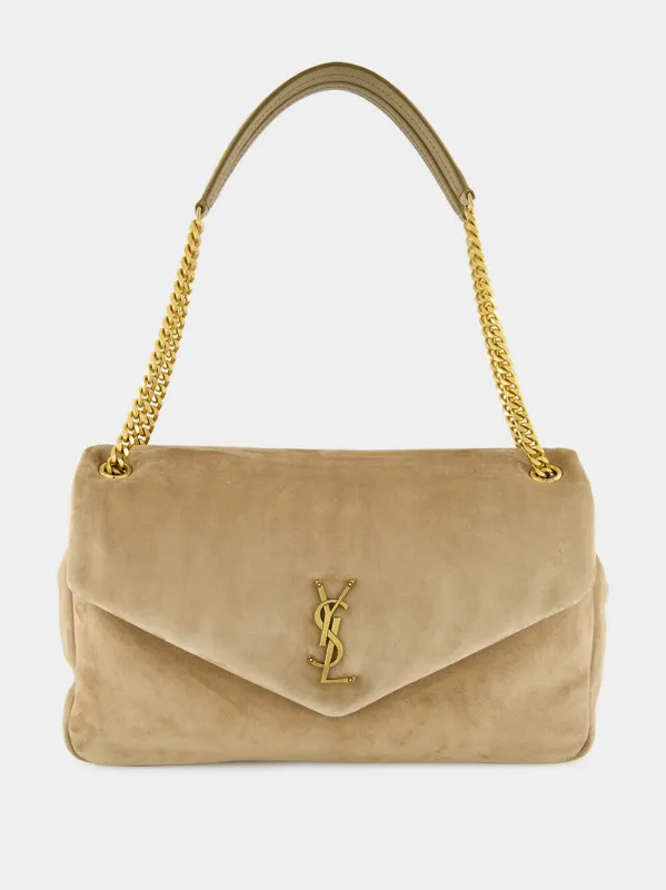 Calypso Large Envelope Bag in Dry Grain Suede sold by Fashion Clinic