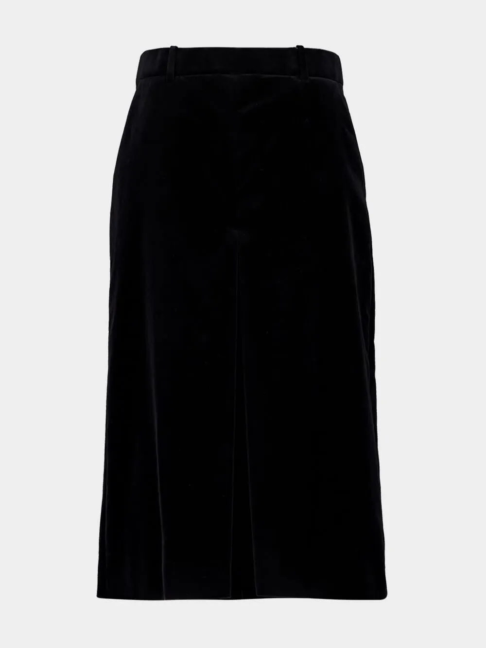 Velours Vintage Cotton Midi Skirt in Black sold by Fashion Clinic