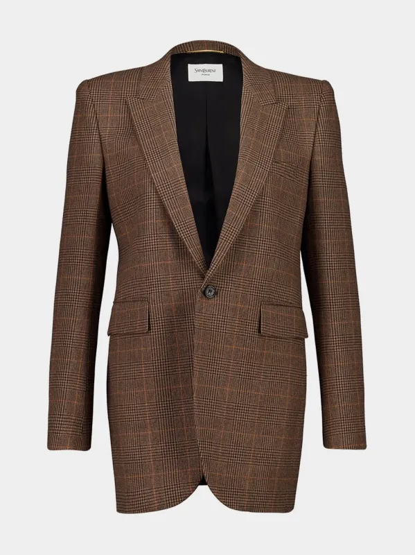 Roux Single-Breasted Jacket in Crème Noir Prince of Wales Wool sold by Fashion Clinic