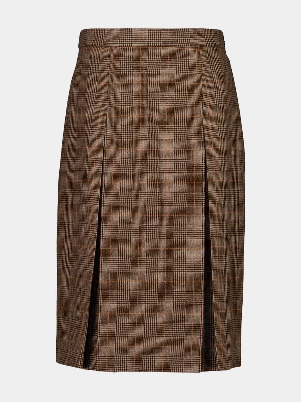 Roux Midi Skirt in Crème Noir Prince of Wales Wool sold by Fashion Clinic
