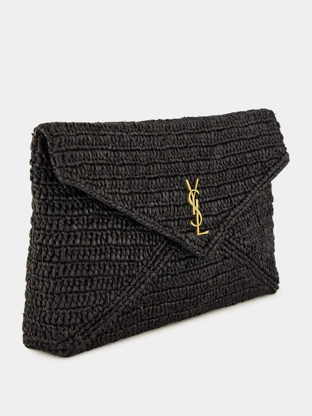 Black Cassandre Large Envelope Pouch in Raffia sold by Fashion Clinic product image thumbnail 2