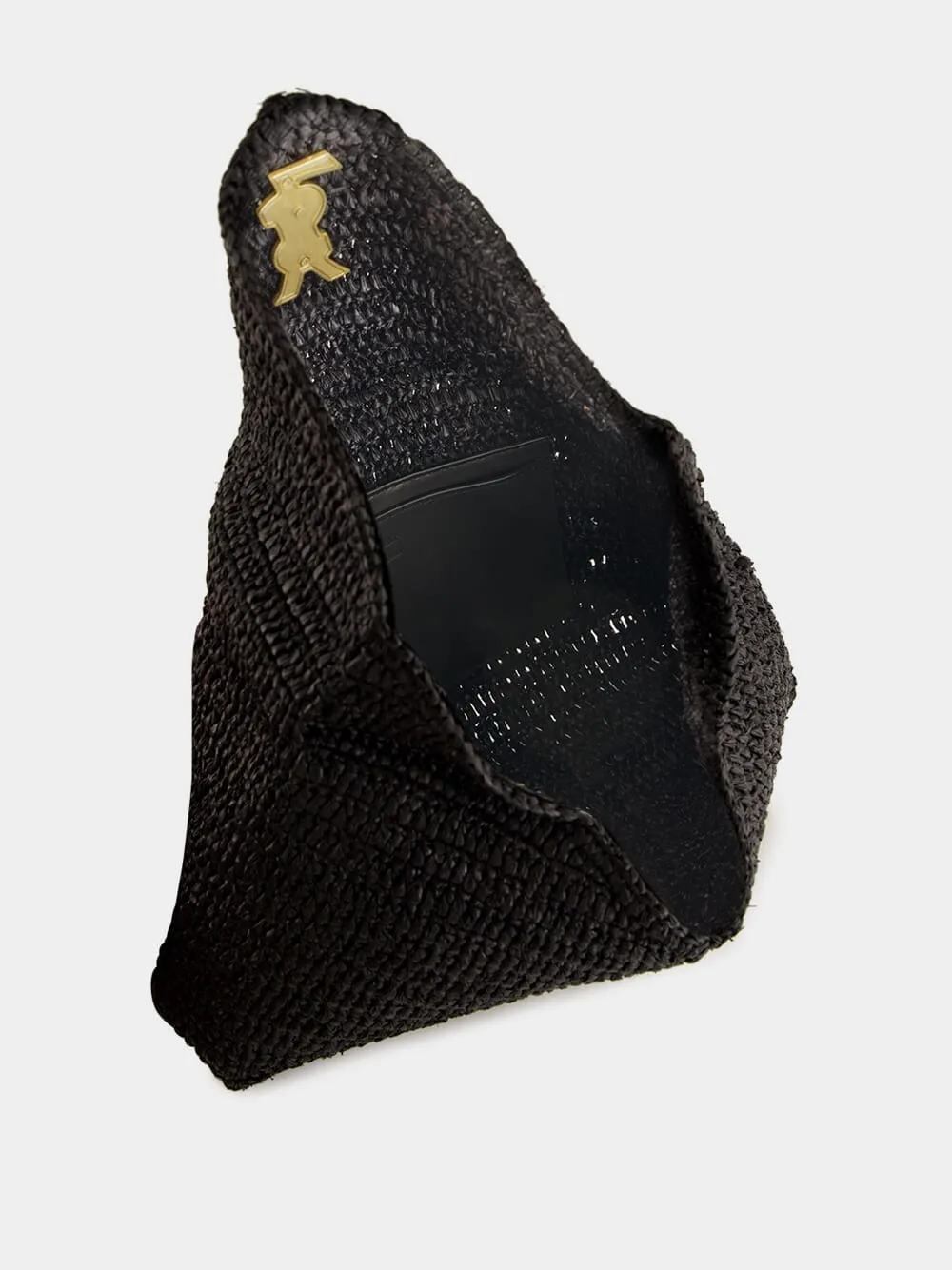 Black Cassandre Large Envelope Pouch in Raffia sold by Fashion Clinic product image thumbnail 5