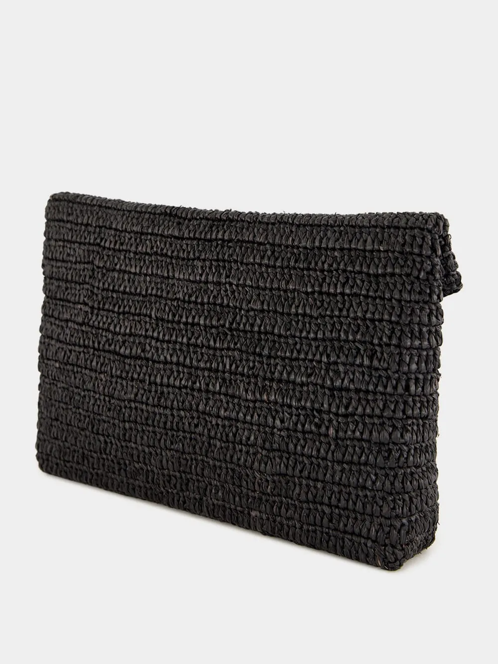 Black Cassandre Large Envelope Pouch in Raffia sold by Fashion Clinic product image thumbnail 4