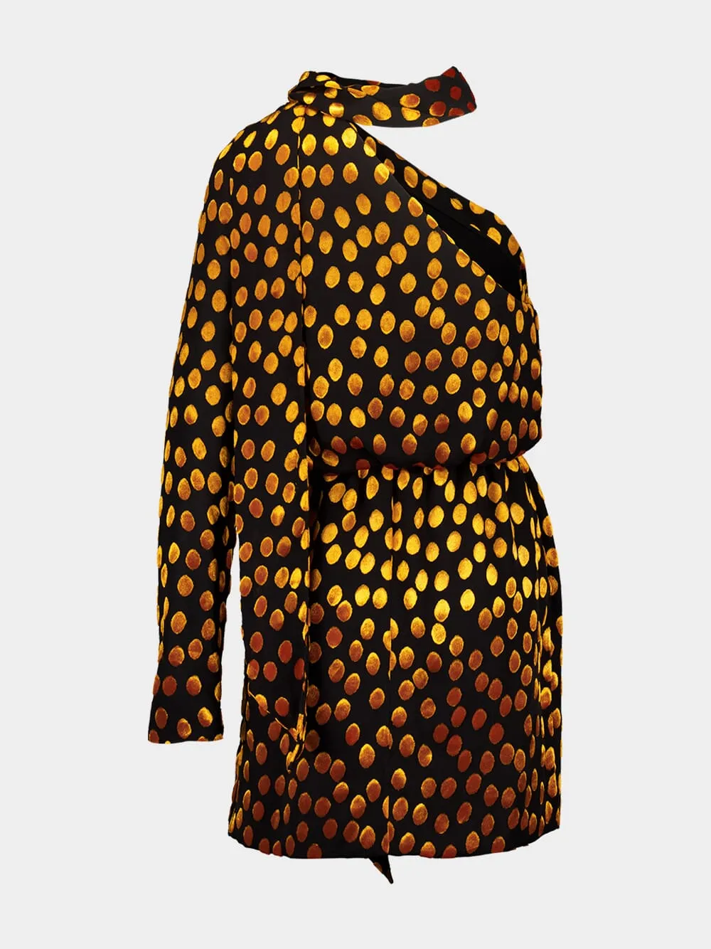 One-Shoulder Dress in Noir Orange Velvet Dotted Silk sold by Fashion Clinic product image thumbnail 3