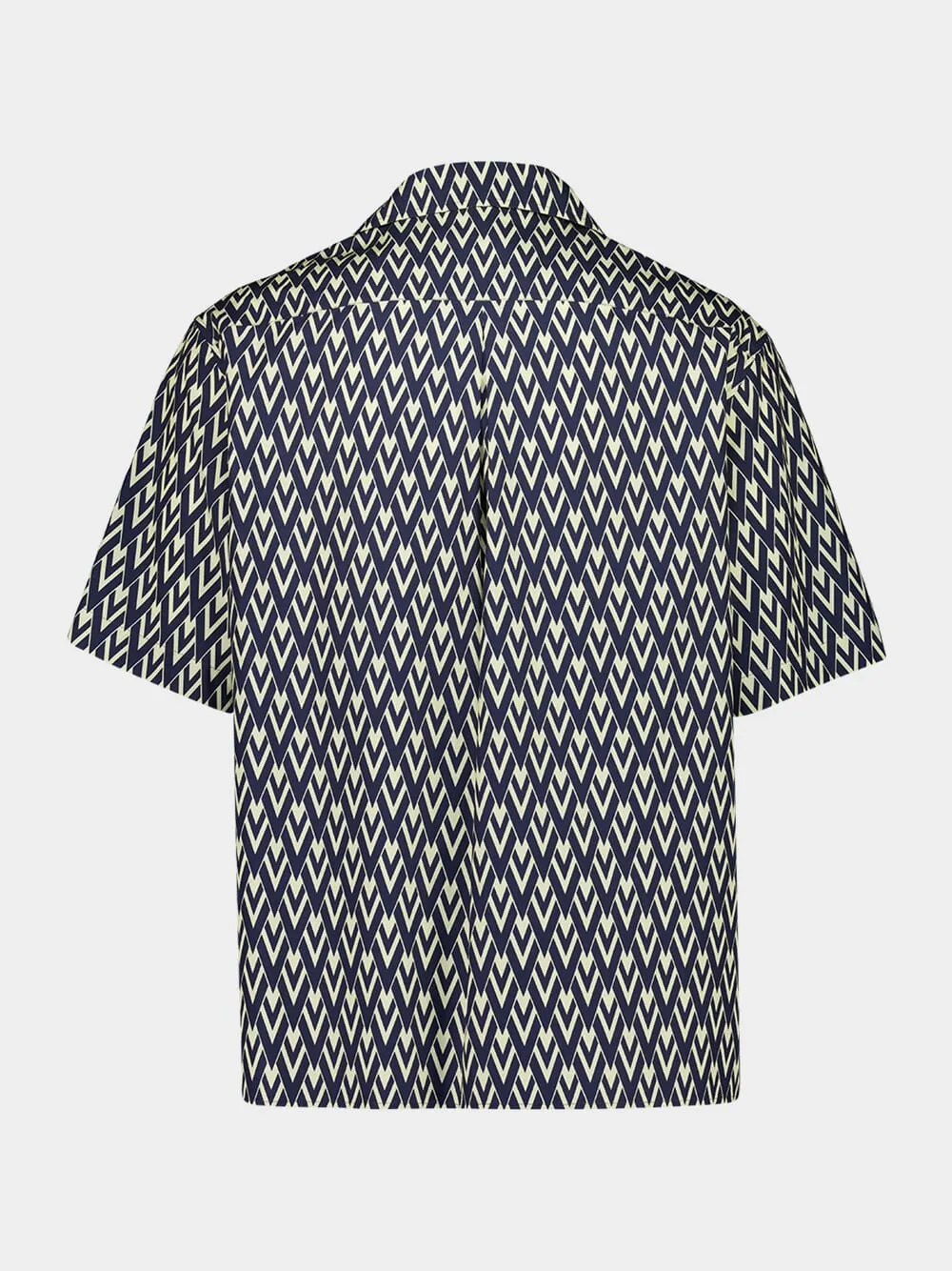 Navy Toute La V Cotton Popeline Bowling Shirt sold by Fashion Clinic product image thumbnail 3