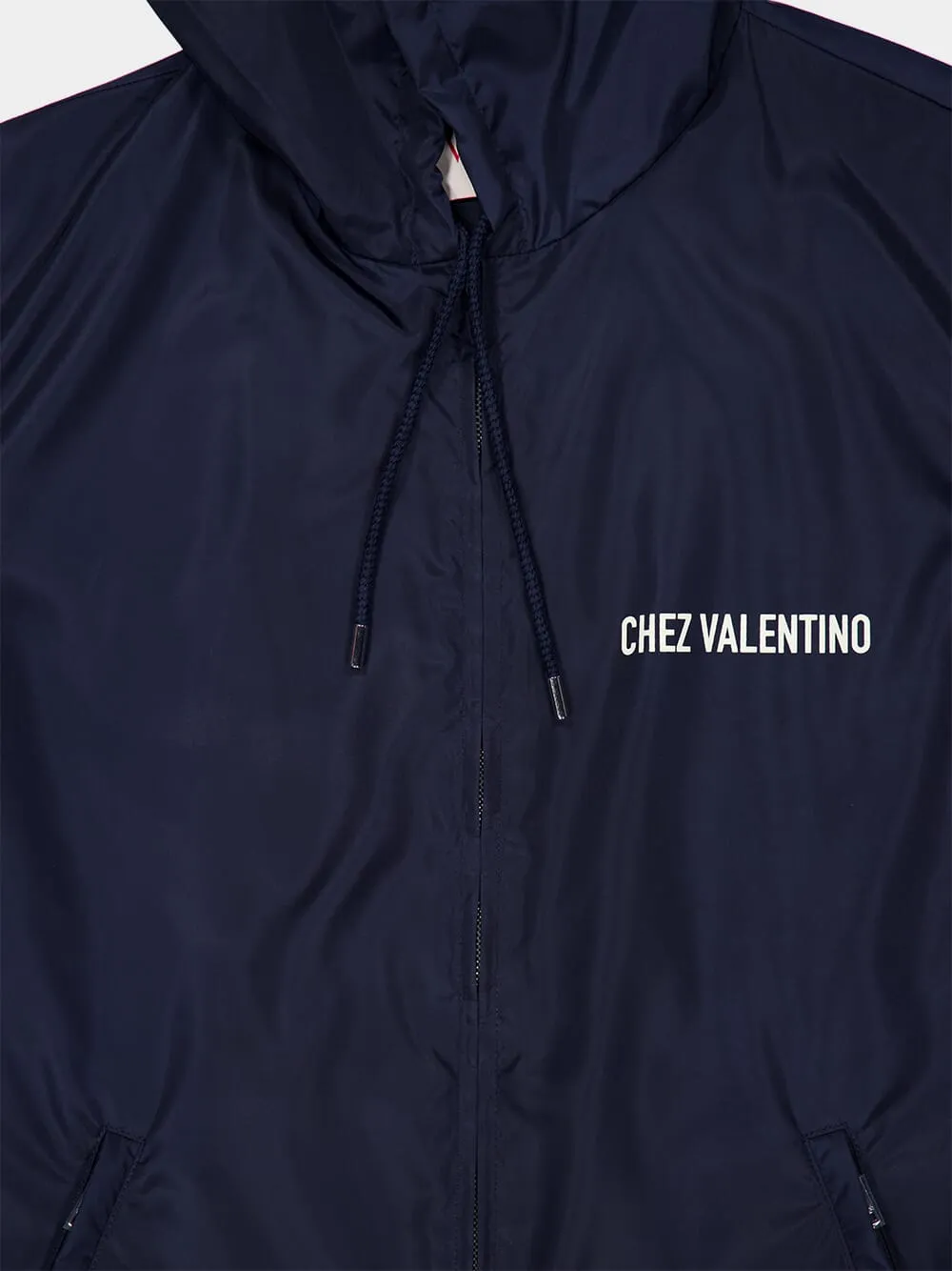 Blue Chez Valentino Nylon Hooded Windbreaker sold by Fashion Clinic product image thumbnail 5