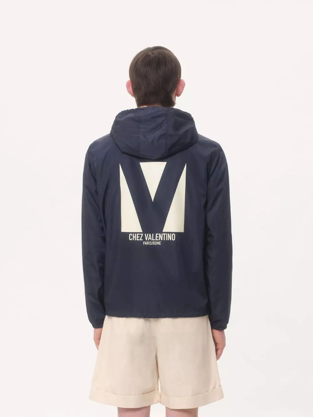 Blue Chez Valentino Nylon Hooded Windbreaker sold by Fashion Clinic product image thumbnail 3