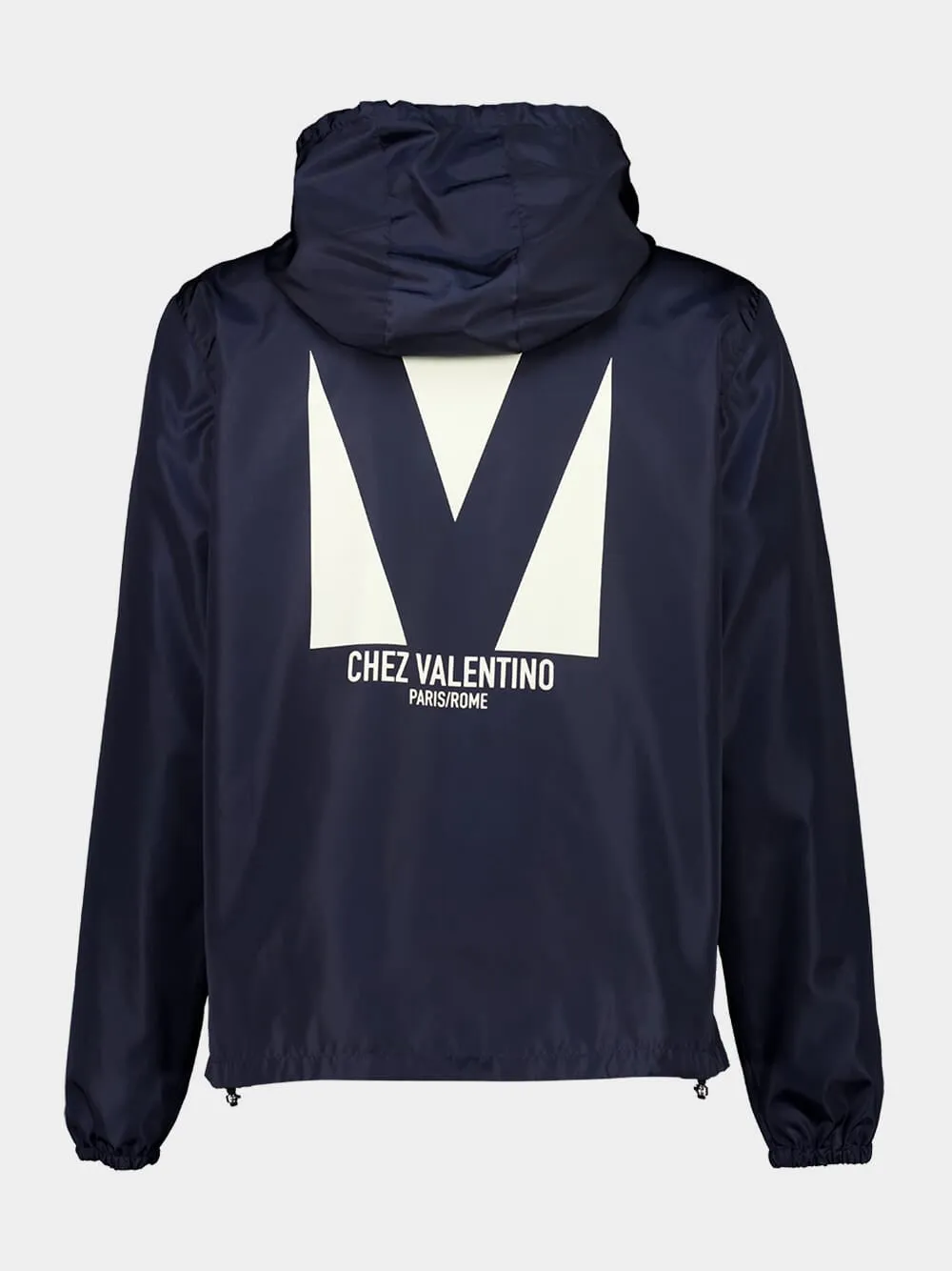 Blue Chez Valentino Nylon Hooded Windbreaker sold by Fashion Clinic product image thumbnail 4