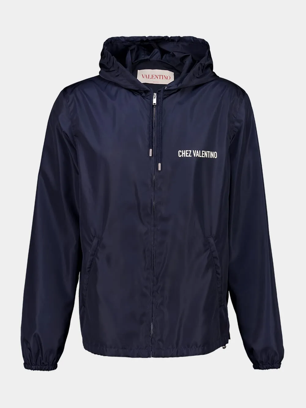 Blue Chez Valentino Nylon Hooded Windbreaker sold by Fashion Clinic product image thumbnail 2