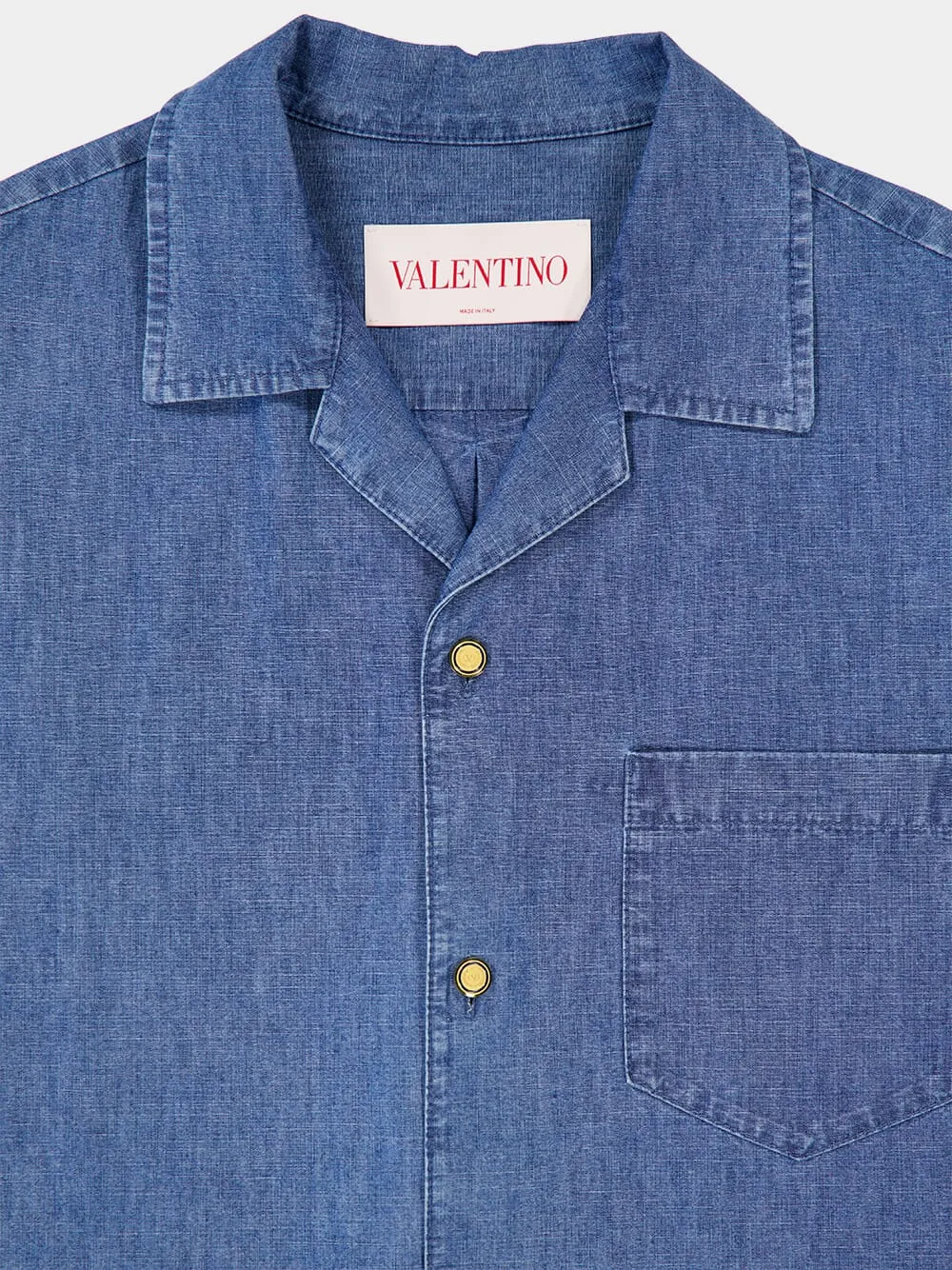 Denim Blue Bowling Shirt sold by Fashion Clinic product image thumbnail 5