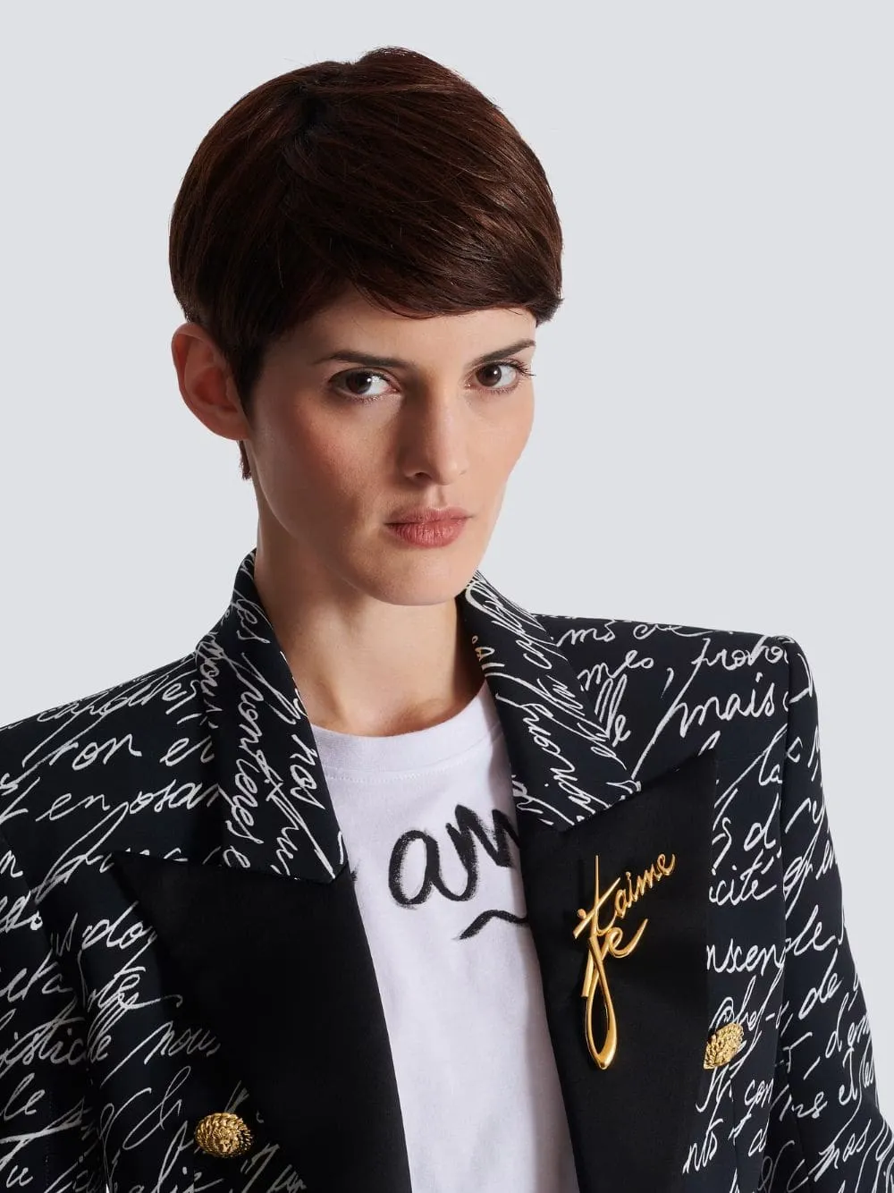 Gold "Je t'aime" Brass Brooch sold by Fashion Clinic product image thumbnail 2