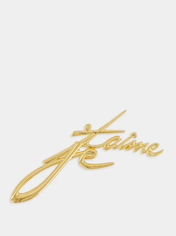 Gold "Je t'aime" Brass Brooch sold by Fashion Clinic