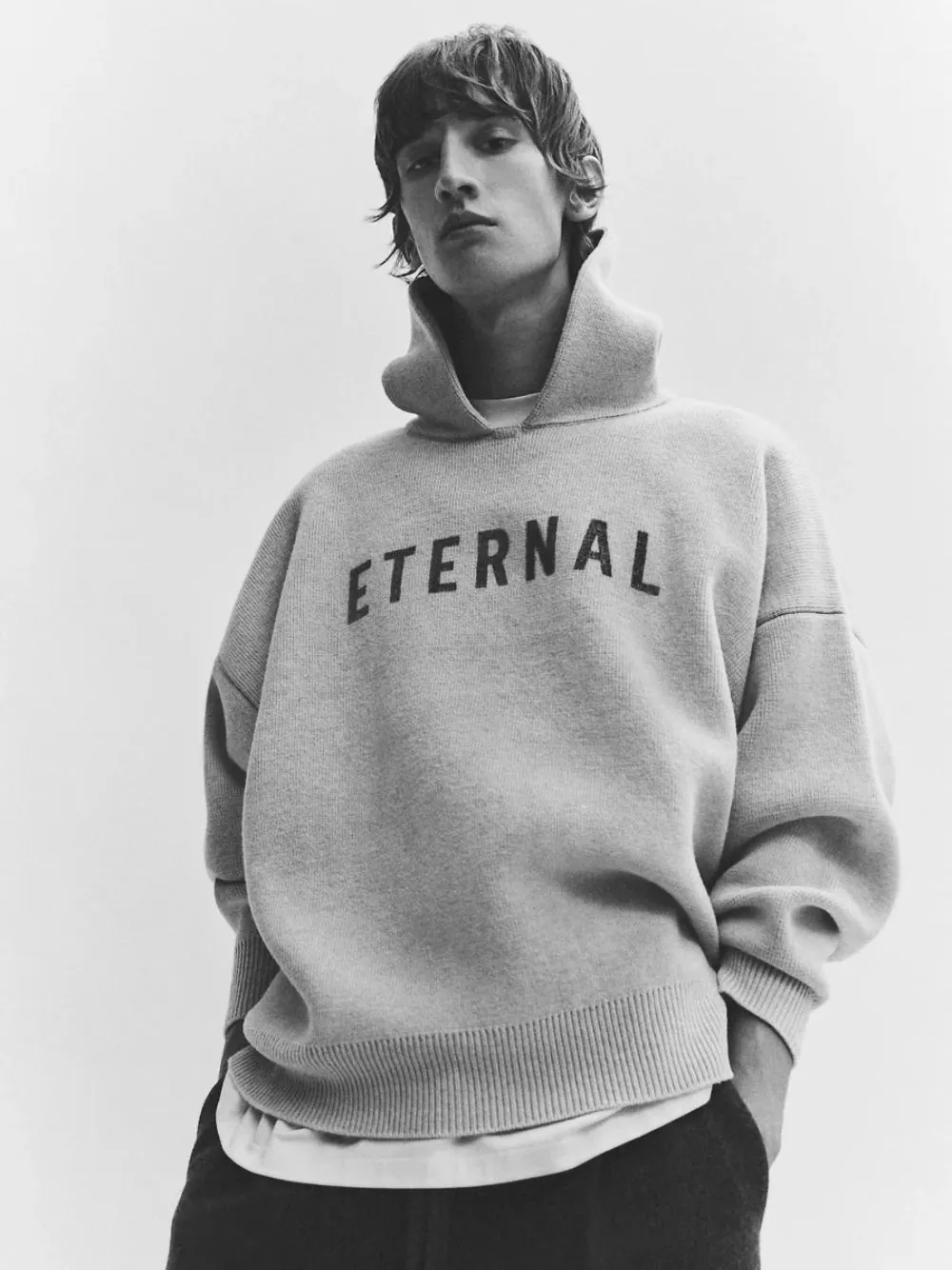 Heather Grey Eternal Merino Knit Sweatshirt sold by Fashion Clinic