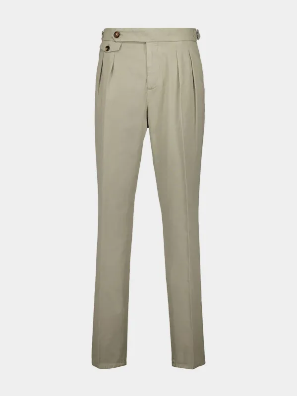 Light Green Straight Fit Drawstring Pants made by Brunello Cucinelli
