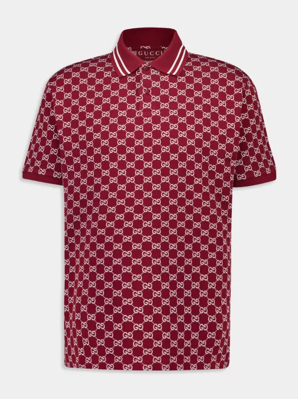 Rosso Ancora Red Polo GG Jacquard sold by Fashion Clinic