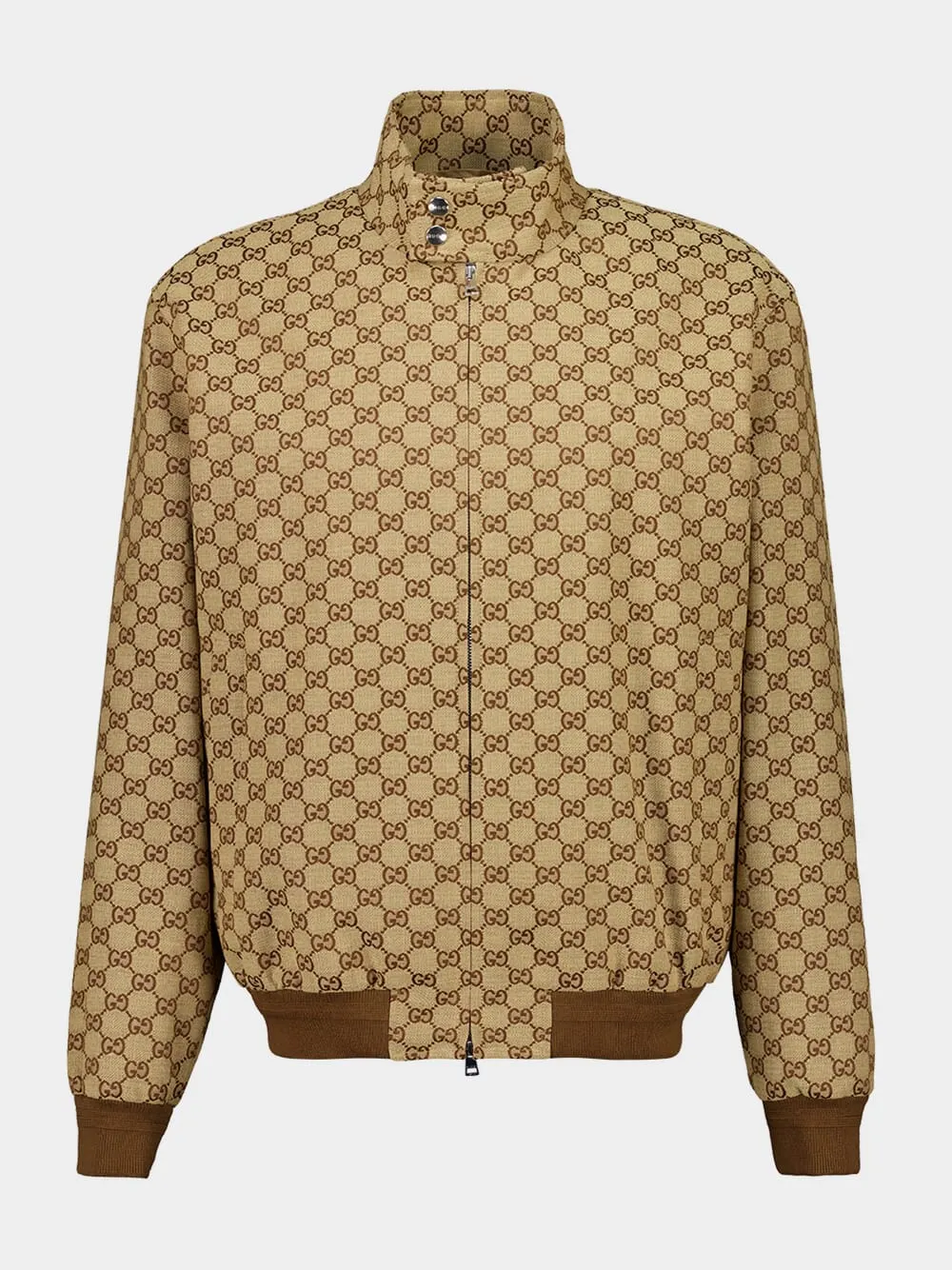 Camel and Dark Brown GG Canvas Bomber Jacket sold by Fashion Clinic