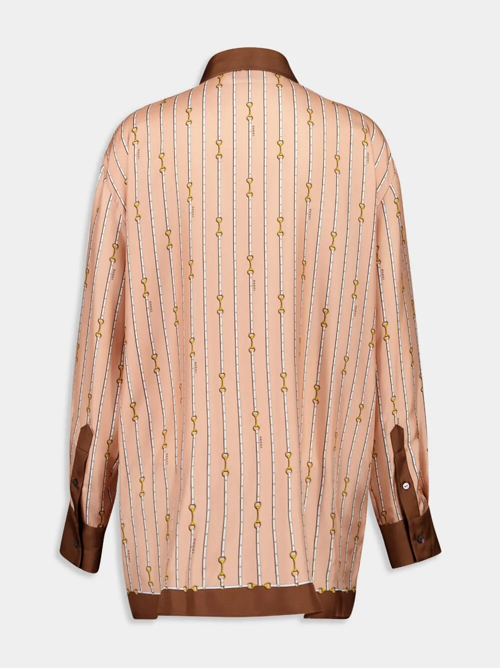 Light Rose and Brown Horsebit Silk Shirt sold by Fashion Clinic product image thumbnail 2