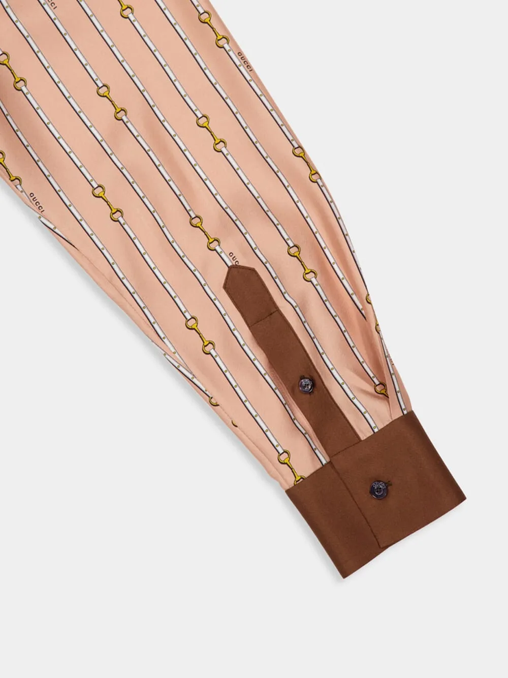 Light Rose and Brown Horsebit Silk Shirt sold by Fashion Clinic product image thumbnail 4