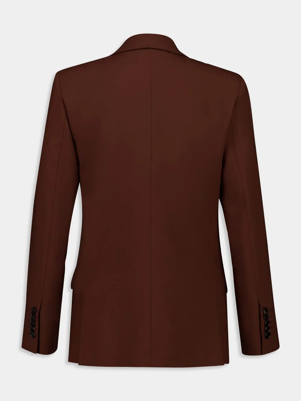 Chocolate Brown Single-Breasted Wool Jacket sold by Fashion Clinic product image thumbnail 2