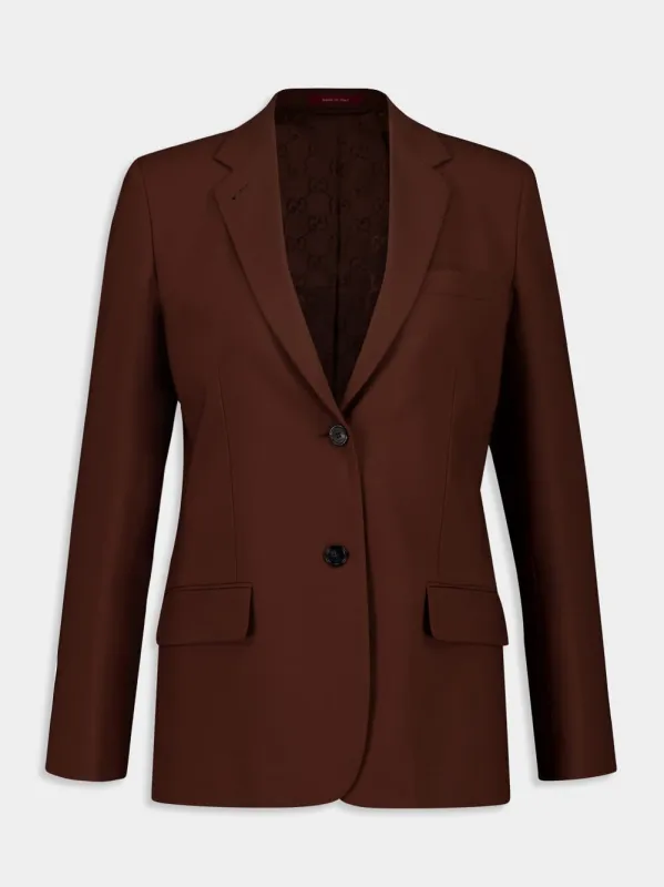 Chocolate Brown Single-Breasted Wool Jacket sold by Fashion Clinic