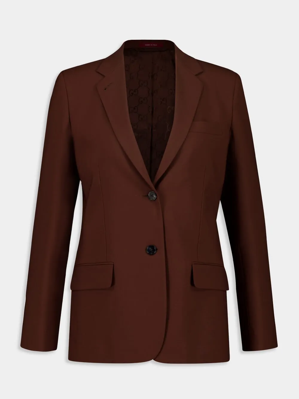 Chocolate Brown Single-Breasted Wool Jacket sold by Fashion Clinic