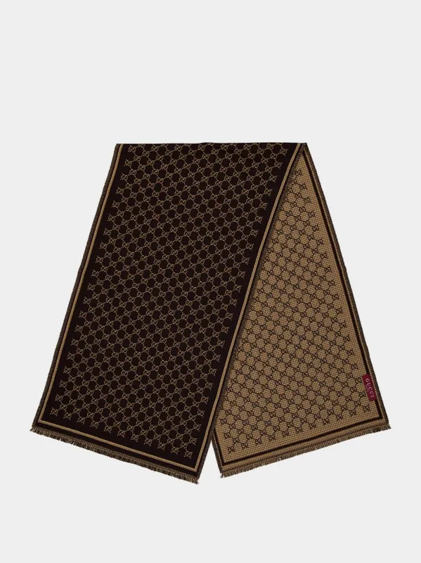 Coffee and Beige Wool Scarf sold by Fashion Clinic
