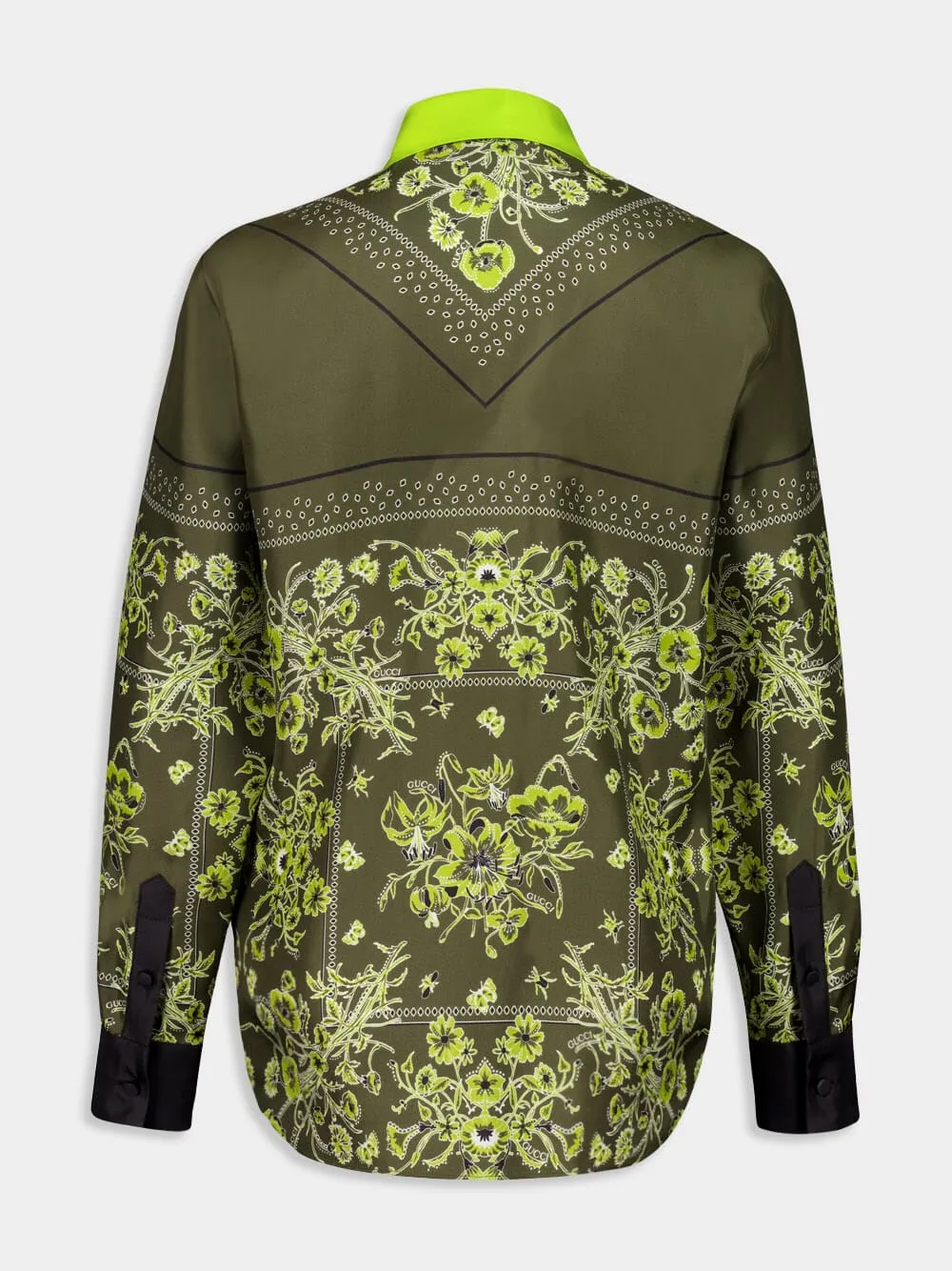 Forest Green Floral Bandana Silk Shirt sold by Fashion Clinic product image thumbnail 2