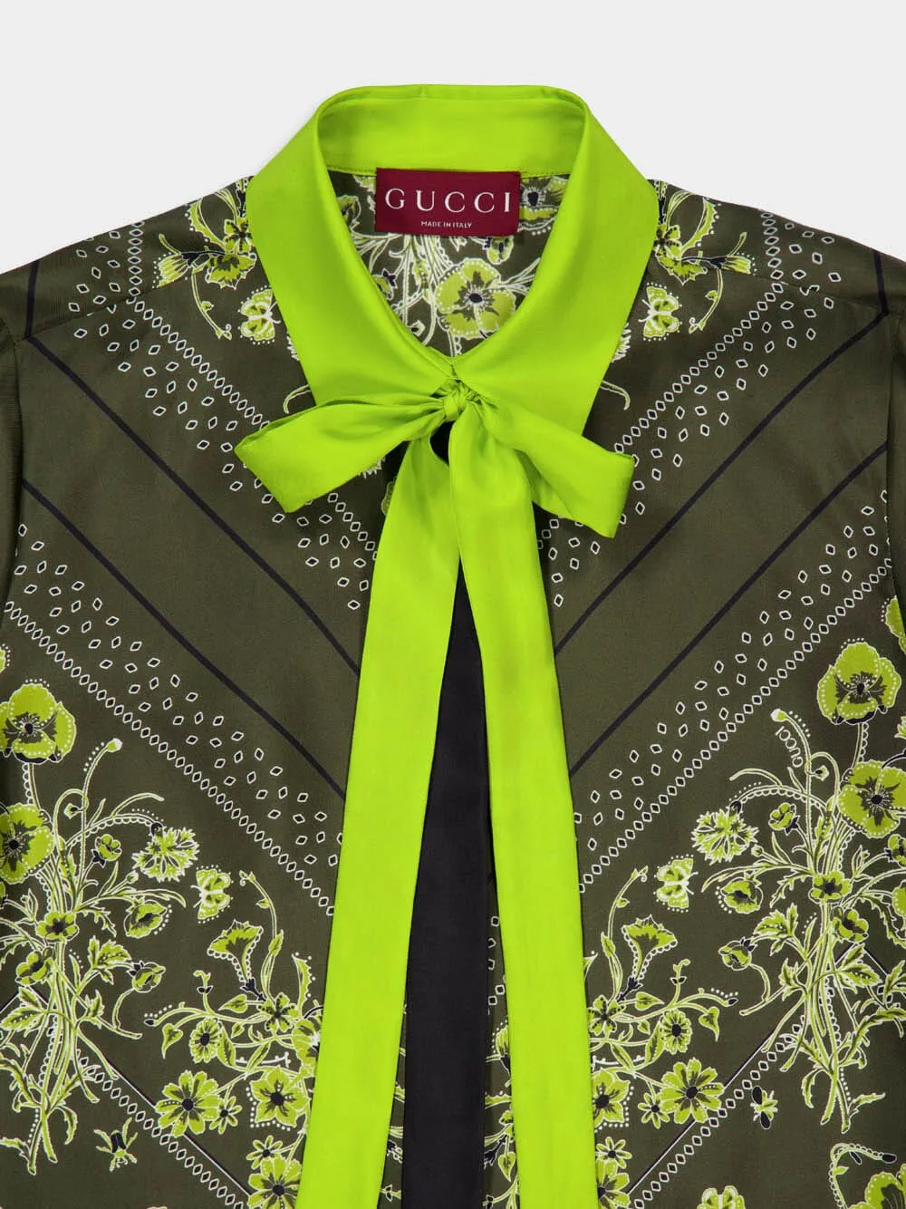 Forest Green Floral Bandana Silk Shirt sold by Fashion Clinic product image thumbnail 3