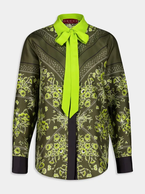 Forest Green Floral Bandana Silk Shirt sold by Fashion Clinic