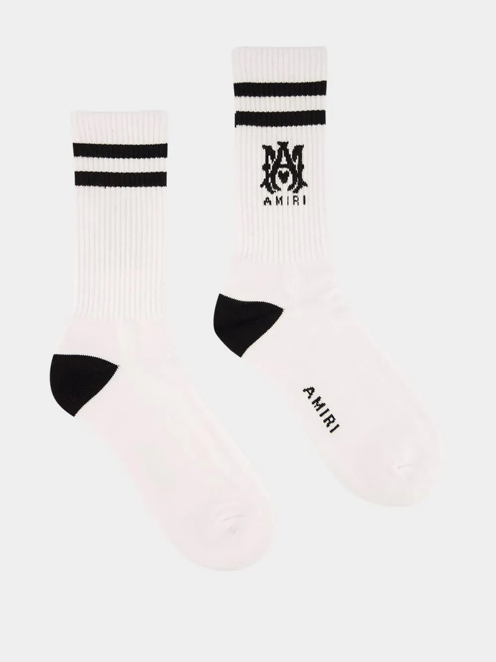 White and Black MA Core Logo Socks sold by Fashion Clinic