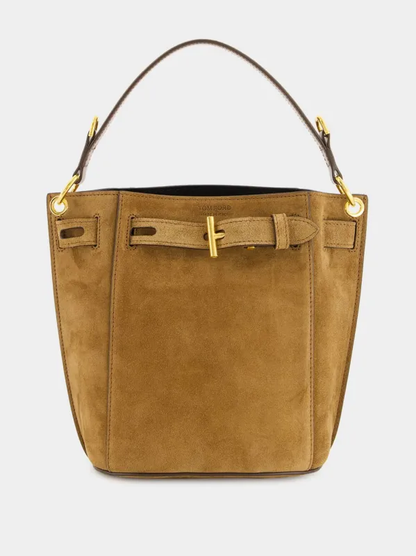 Whisky Brown Bucket Bag in Suede Leather sold by Fashion Clinic