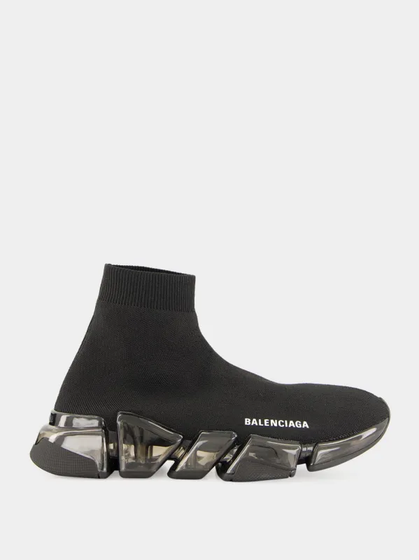 Speed 2.0 Full Clear Sole Recycled Knit Sneaker in Black sold by Fashion Clinic