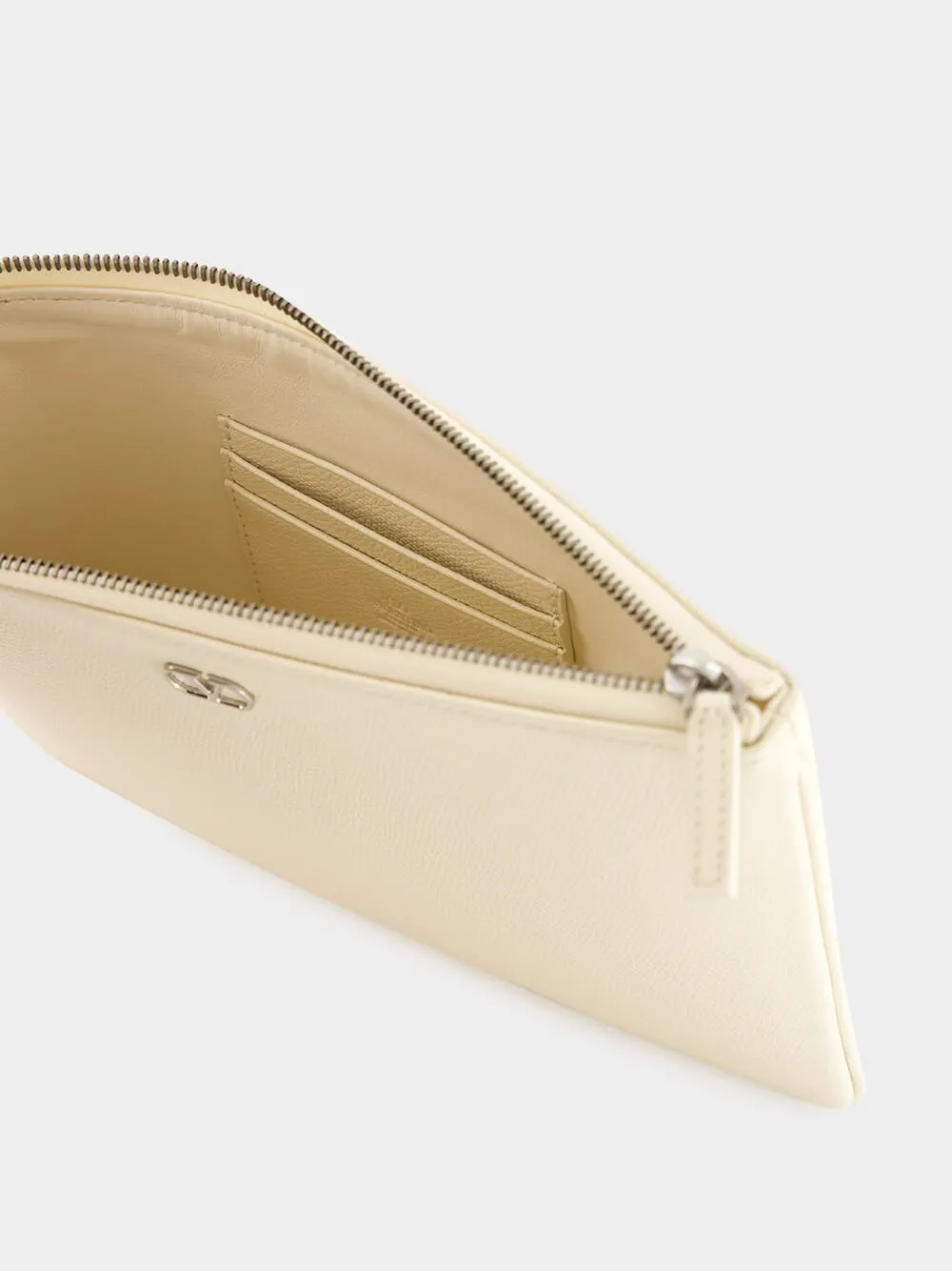 Zipped Pouch in Light Ivory Leather sold by Fashion Clinic product image thumbnail 3
