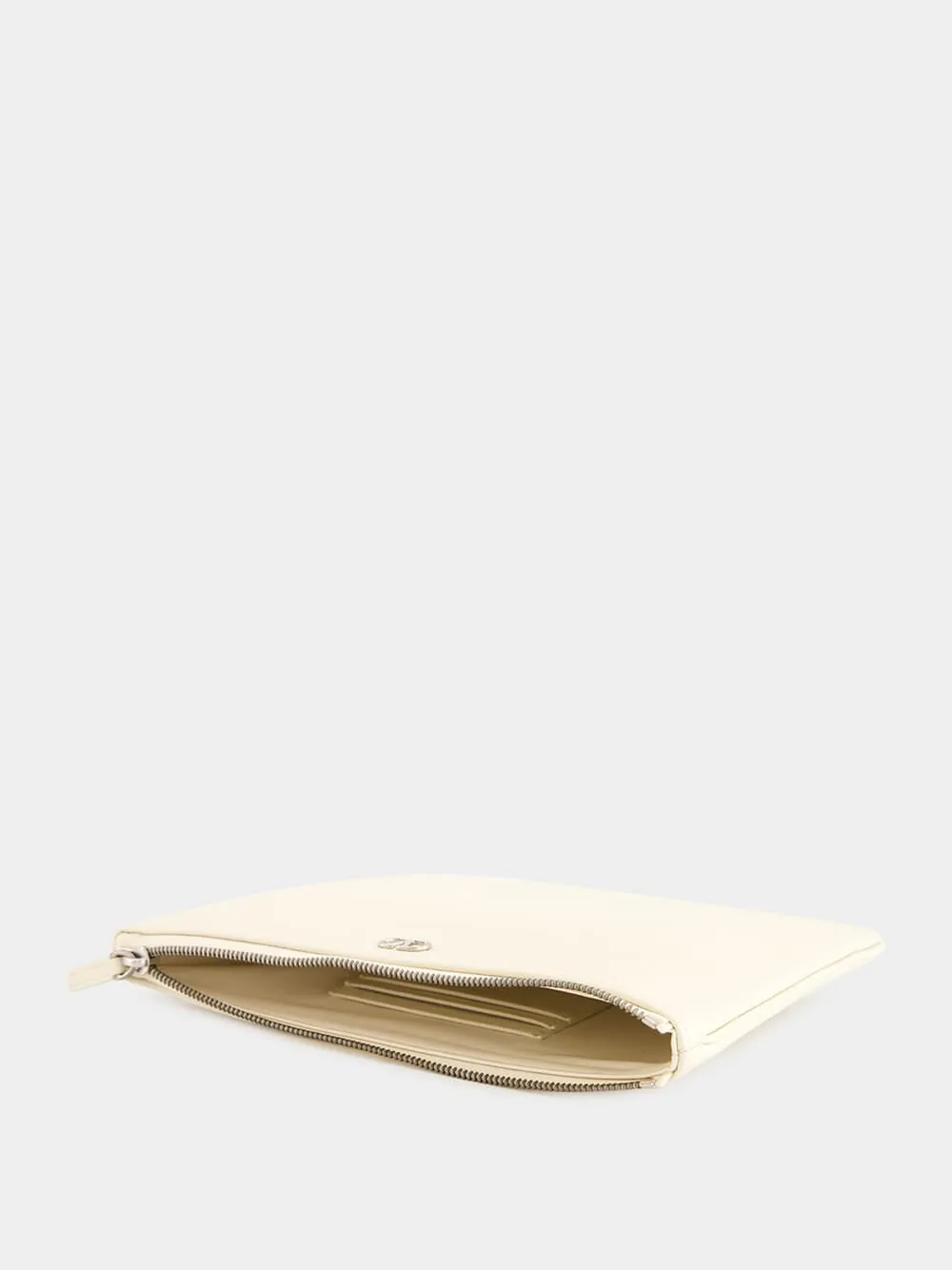 Zipped Pouch in Light Ivory Leather sold by Fashion Clinic product image thumbnail 4