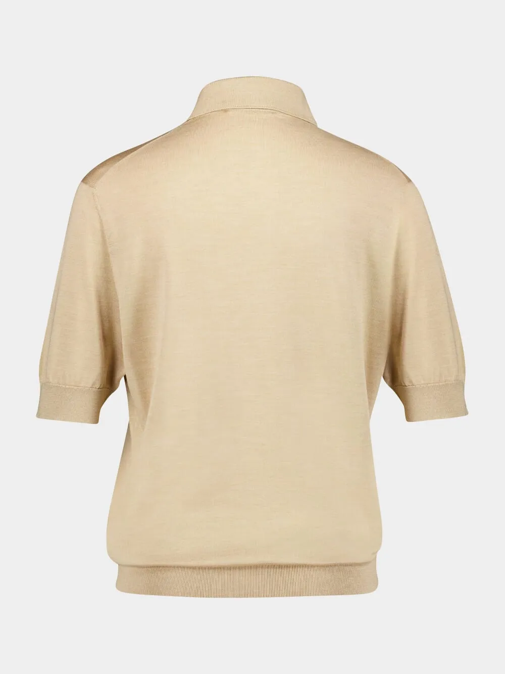 Short-Sleeve Silk Polo Shirt sold by Fashion Clinic product image thumbnail 3